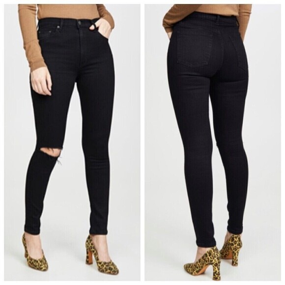 Reformation High & Skinny Jeans Women’s Size 25 Black Distressed Ankle Fit - Picture 1 of 13